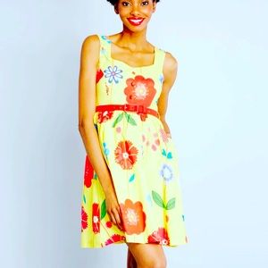 🌼 NWT MODCLOTH RETRO STYLE FLORAL YELLOW FLOWER POWER DRESS MEDIUM